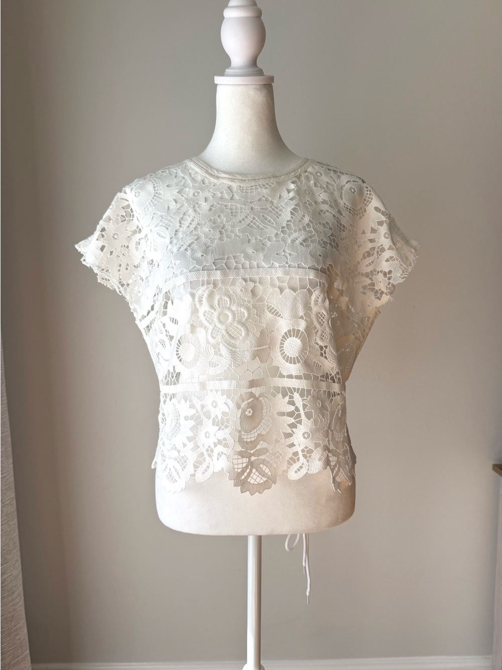 Anthropologie Forever That Girl Floral Lace Top White Women’s XS